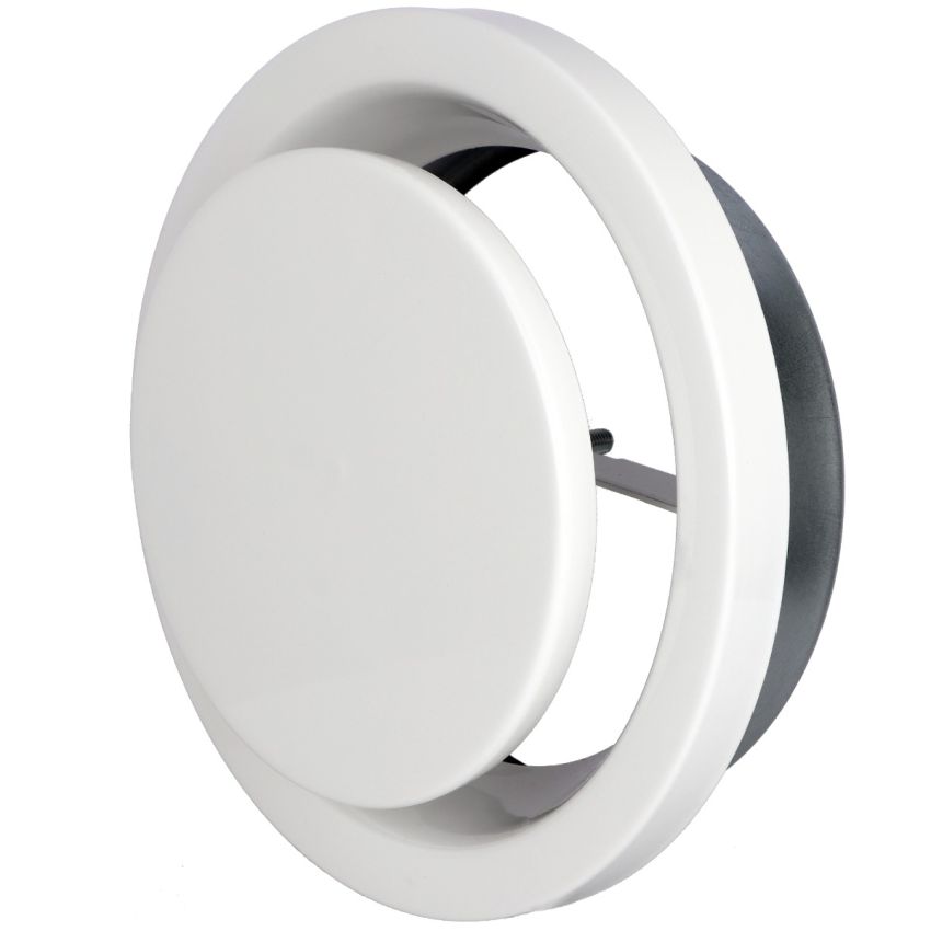 DOMUX DMX-80-FVE Bouche VMC 80mm Réglable en Acier Blanc Laqué - Extraction - Durable et Élégante - VMC Simple et Double Flux - DN100