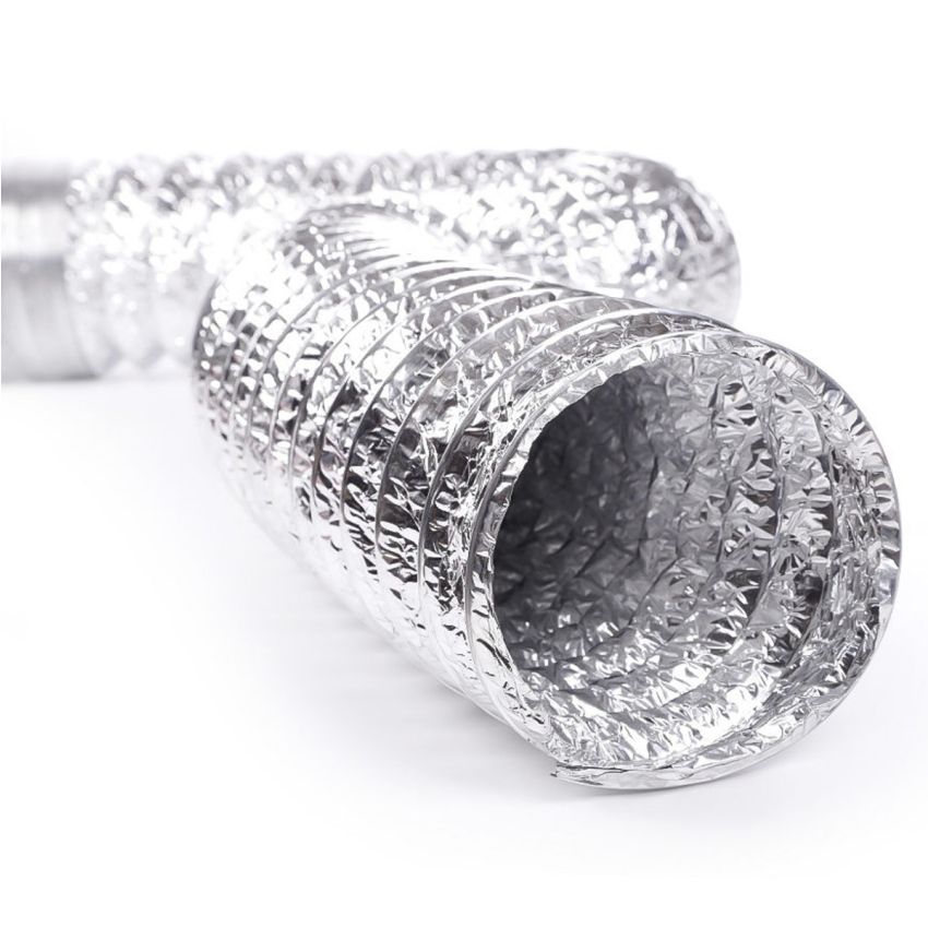 DOMUX DMX-125-ALU-3M DOMUX Tuyau Ventilation 125 mm en Aluminium pour Hotte Aspirante, Gaine Ventilation Flexible de 127 mm x 3 m pour Extracteur d'Air, Conduit VMC DN125