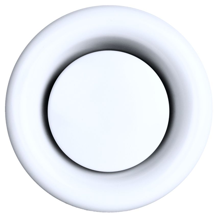 DOMUX DMX-150-VNE Bouche VMC 150 mm R&eacute;glable en Acier Blanc Laqu&eacute; - Extraction - Durable et &Eacute;l&eacute;gante - VMC Simple et Double Flux - Installation Mur ou Plafond - DN150