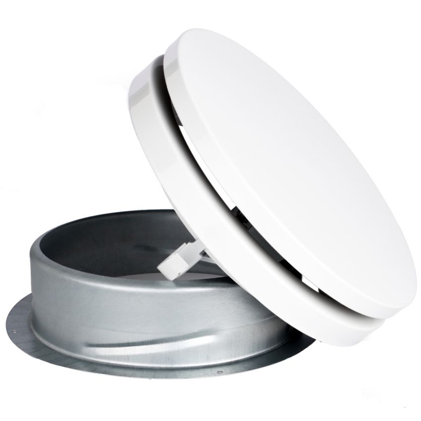 DOMUX DMX-150-FVS Bouche VMC 160 mm R&eacute;glable en Acier Blanc Laqu&eacute; - Insufflation - Durable et &Eacute;l&eacute;gante - VMC Simple et Double Flux - Installation Mur ou Plafond - DN160