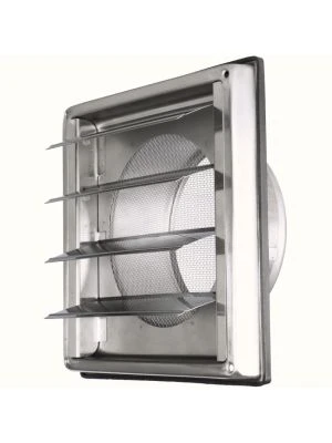 Grille Ventilation Inox 100 mm pour Hotte, Extracteur et Sèche-Linge - Filet Anti Insectes - Anti-Retour - Résistance Intempéries - 148x148mm - DN100
