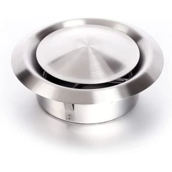 Bouche VMC 150 mm en acier inoxydable brossé - Réglable - Inox 304 - Extraction/Insufflation - Pour conduit VMC et hotte - Installation mur ou plafond